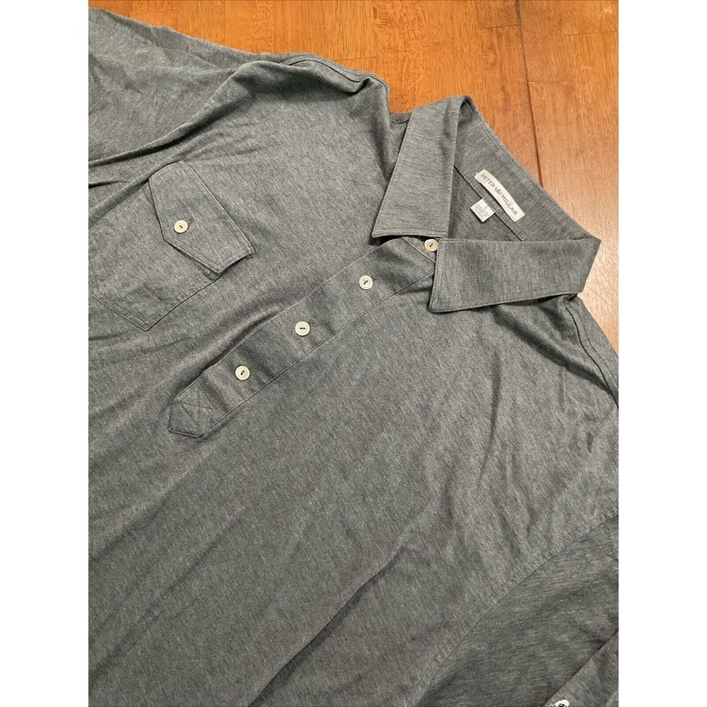 Peter Millar Summer Comfort Performance Golf Polo Shirt Gray Large W Embroidery